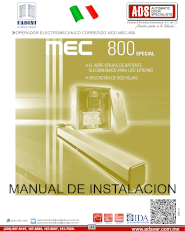 Manual de Instalacion, Piston Hidraulico para Puertas Abatibles MOD.MEC-800 SPECIAL, Puertas y Portones Automaticos S.A. de C.V.